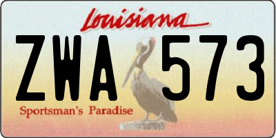 LA license plate ZWA573