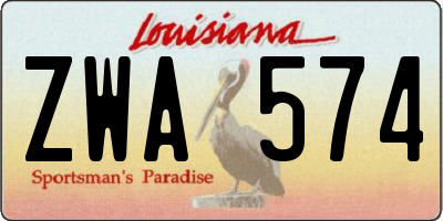 LA license plate ZWA574