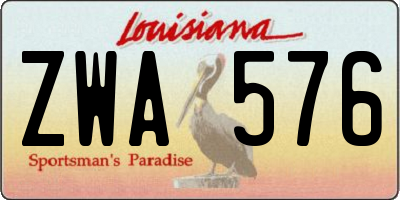 LA license plate ZWA576