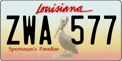 LA license plate ZWA577
