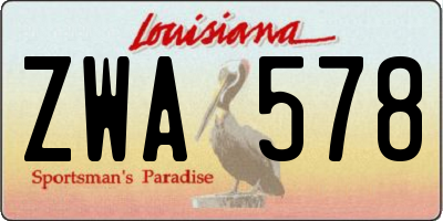 LA license plate ZWA578