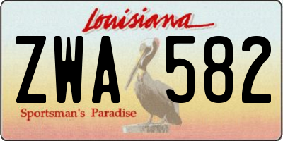 LA license plate ZWA582