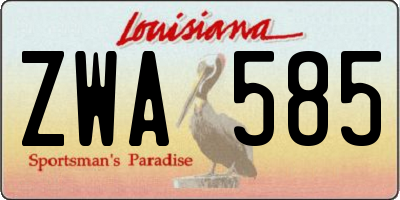 LA license plate ZWA585