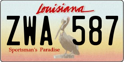 LA license plate ZWA587