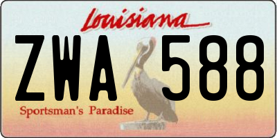LA license plate ZWA588