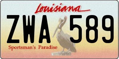 LA license plate ZWA589