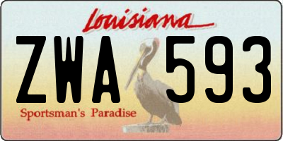 LA license plate ZWA593