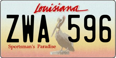 LA license plate ZWA596