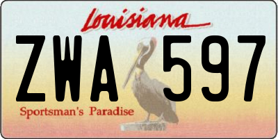 LA license plate ZWA597