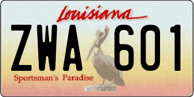 LA license plate ZWA601