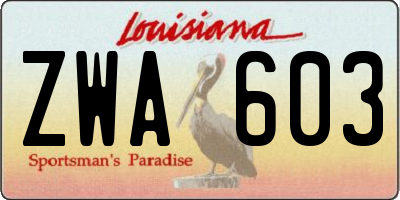 LA license plate ZWA603