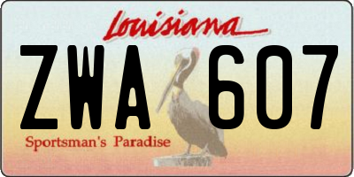 LA license plate ZWA607