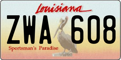 LA license plate ZWA608