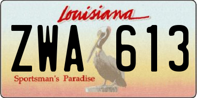 LA license plate ZWA613