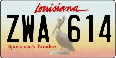 LA license plate ZWA614