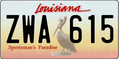 LA license plate ZWA615
