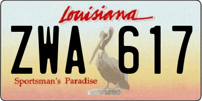 LA license plate ZWA617