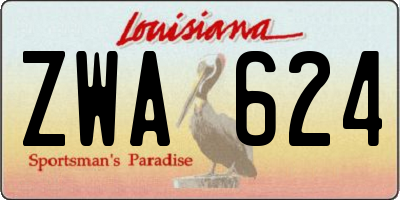 LA license plate ZWA624