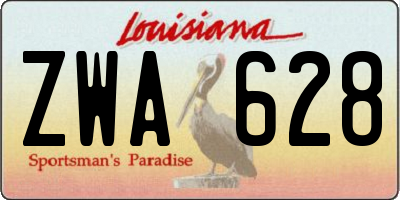 LA license plate ZWA628