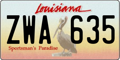 LA license plate ZWA635