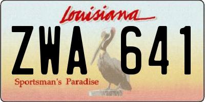 LA license plate ZWA641