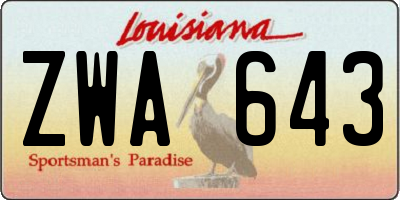LA license plate ZWA643