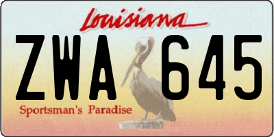 LA license plate ZWA645