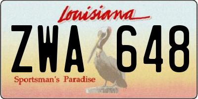 LA license plate ZWA648