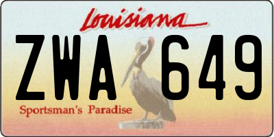 LA license plate ZWA649