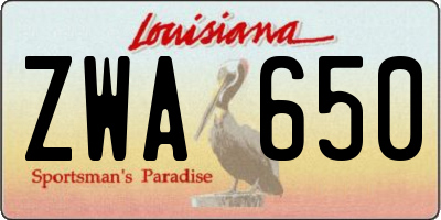 LA license plate ZWA650