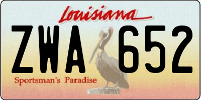LA license plate ZWA652