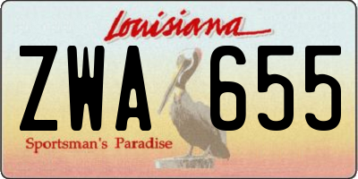 LA license plate ZWA655