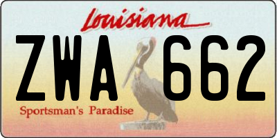 LA license plate ZWA662