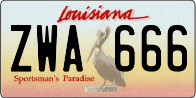 LA license plate ZWA666