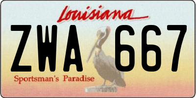 LA license plate ZWA667