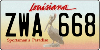 LA license plate ZWA668