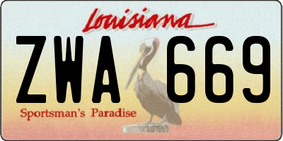 LA license plate ZWA669