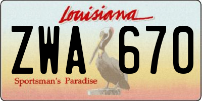 LA license plate ZWA670