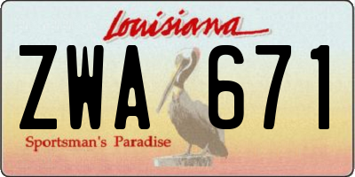 LA license plate ZWA671
