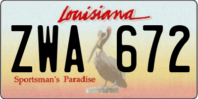LA license plate ZWA672