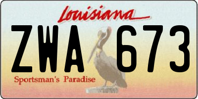 LA license plate ZWA673