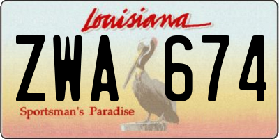 LA license plate ZWA674