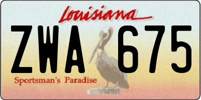 LA license plate ZWA675