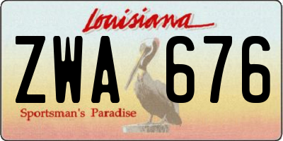 LA license plate ZWA676