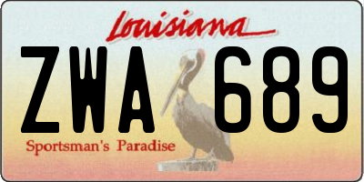 LA license plate ZWA689