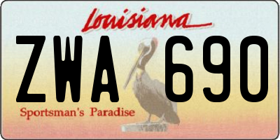 LA license plate ZWA690