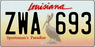 LA license plate ZWA693