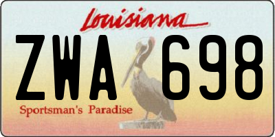 LA license plate ZWA698