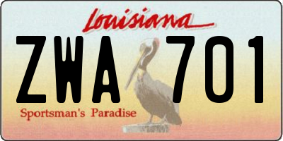 LA license plate ZWA701