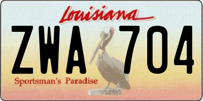 LA license plate ZWA704